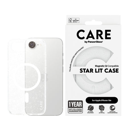 Husa de protectie PanzerGlass® CARE Flagship Urban Combat Star Lit w. White Qi Compatible compatibil cu iPhone 16e / iPhone 17e, Transparent