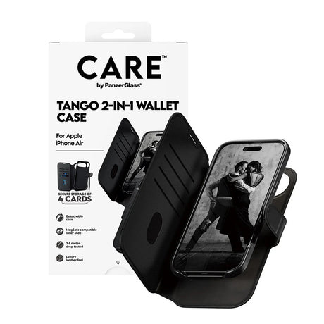 Husa de protectie PanzerGlass® CARE Feature MagSafe Tango Two-in-One Wallet compatibil cu iPhone 17 Air, Negru