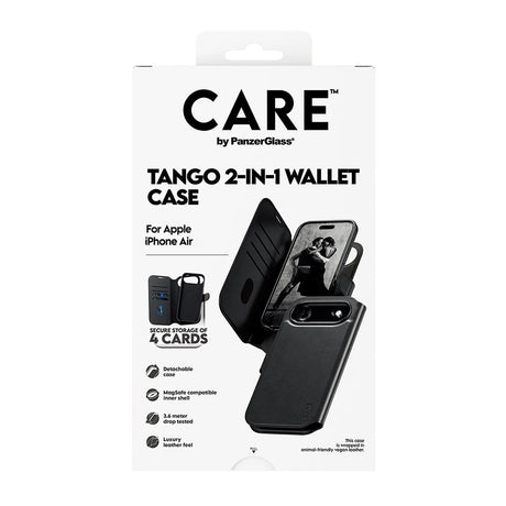 Husa de protectie PanzerGlass® CARE Feature MagSafe Tango Two-in-One Wallet compatibil cu iPhone 17 Air, Negru