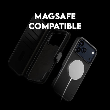 Husa de protectie PanzerGlass® CARE Feature MagSafe Tango Two-in-One Wallet compatibil cu iPhone 17 Pro Max, Negru