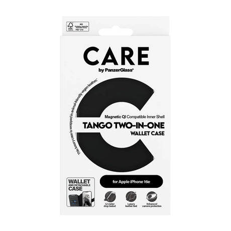 Husa de protectie PanzerGlass® CARE Feature Tango Two-in-One Wallet compatibil cu iPhone 16e / iPhone 17e, Negru