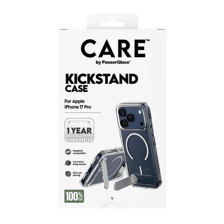 Husa de protectie PanzerGlass® CARE Feature Kickstand MagSafe compatibil cu iPhone 17 Pro, Transparent