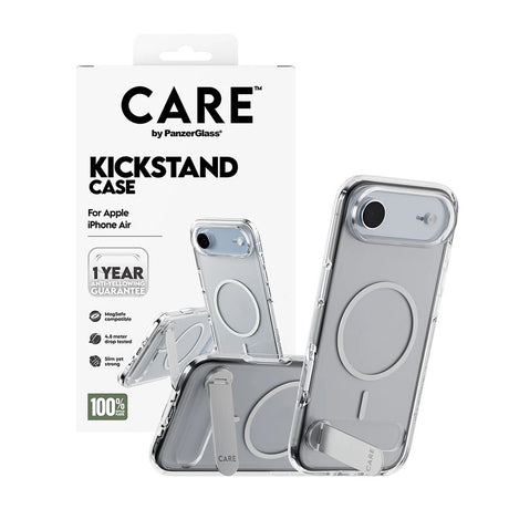 Husa de protectie PanzerGlass® CARE Feature Kickstand MagSafe compatibil cu iPhone 17 Air, Transparent