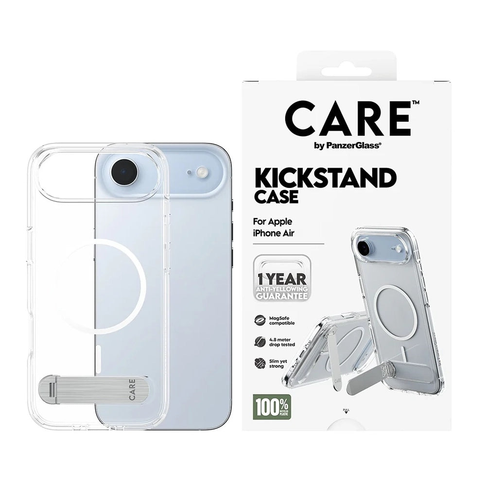 Husa de protectie PanzerGlass® CARE Feature Kickstand MagSafe compatibil cu iPhone 17 Air, Transparent