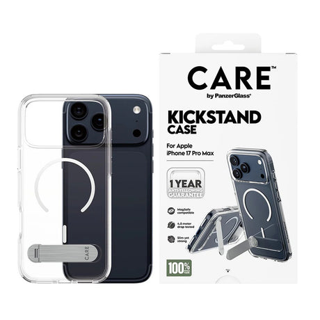 Husa de protectie PanzerGlass® CARE Feature Kickstand MagSafe compatibil cu iPhone 17 Pro Max, Transparent