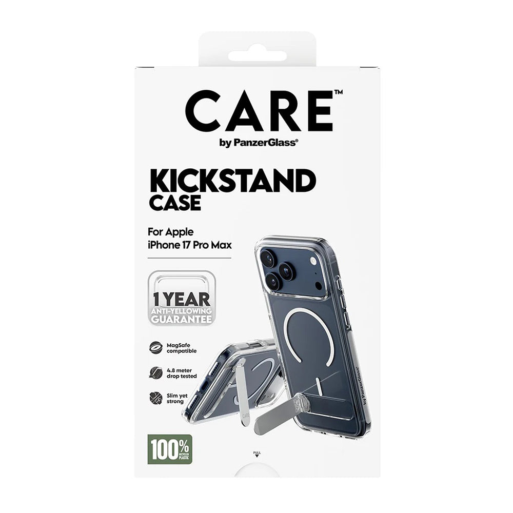 Husa de protectie PanzerGlass® CARE Feature Kickstand MagSafe compatibil cu iPhone 17 Pro Max, Transparent