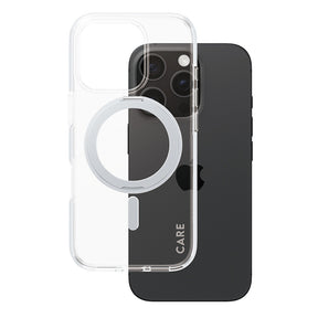 Husa de protectie PanzerGlass® CARE Feature Silver Kickstand & MagSafe compatibil cu iPhone 16 Pro, Transparent