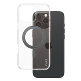 Husa de protectie PanzerGlass® CARE Feature Black Kickstand & MagSafe compatibil cu iPhone 16 Pro Max, Transparent