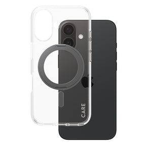Husa de protectie PanzerGlass® CARE Feature Black Kickstand & MagSafe compatibil cu iPhone 16, Transparent
