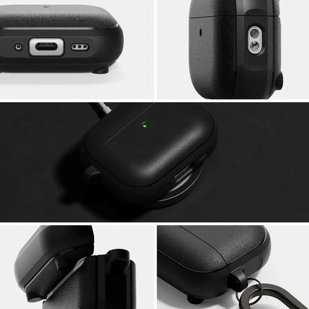 Casti Ringke Protection Case Onyx Magnetic, for AirPods Pro 3, Non-Slip Texture, Carabiner Hole, Negru