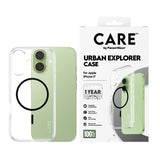 Husa de protectie PanzerGlass® CARE Flagship Urban Explorer Black MagSafe compatibil cu iPhone 17, Transparent