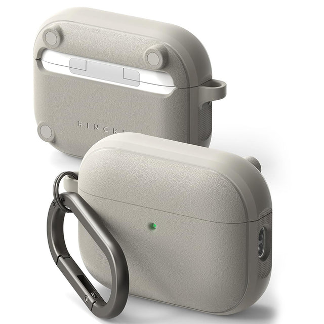 Casti Ringke Protection Case Onyx Magnetic, for AirPods Pro 3, Non-Slip Texture, Carabiner Hole, Warm Gray