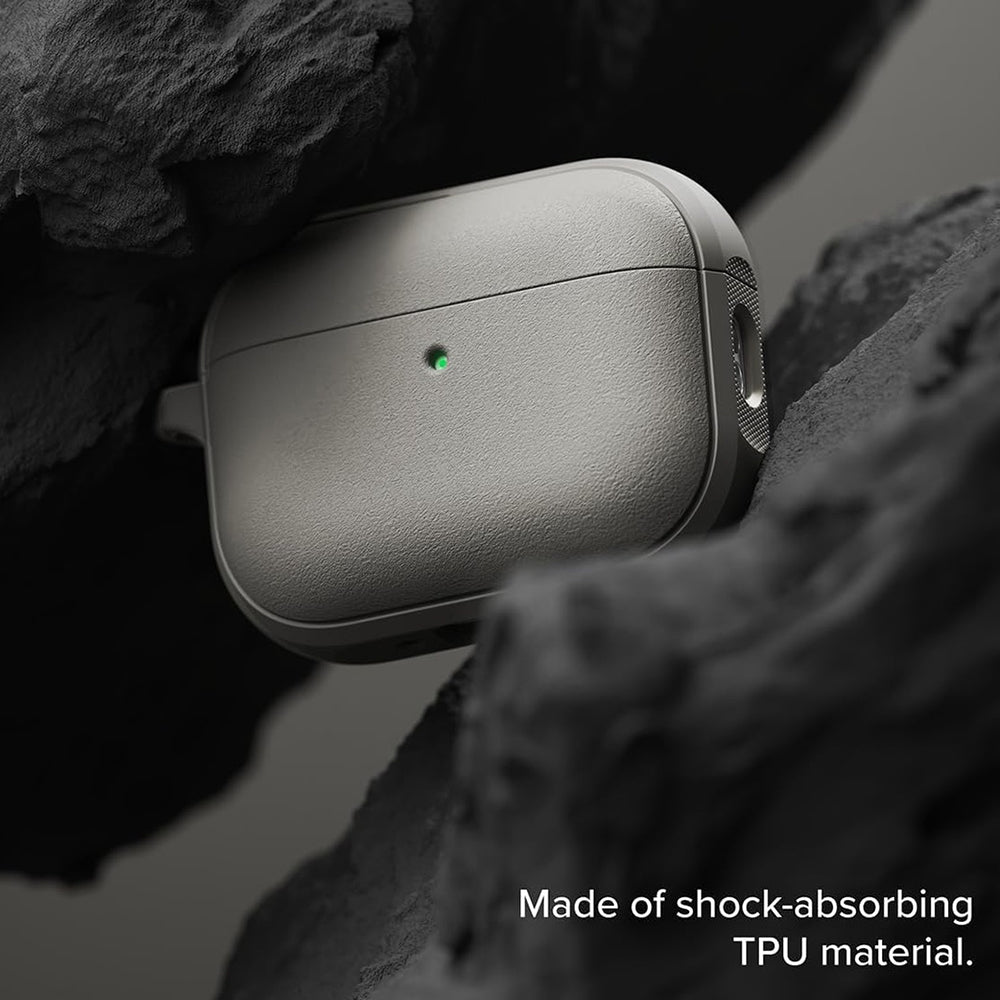 Casti Ringke Protection Case Onyx Magnetic, for AirPods Pro 3, Non-Slip Texture, Carabiner Hole, Warm Gray