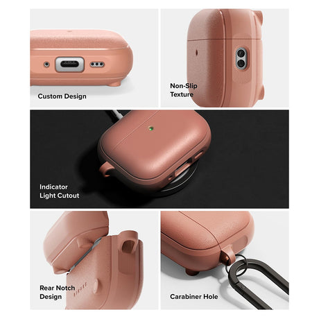 Casti Ringke Protection Case Onyx Magnetic, for AirPods Pro 3, Non-Slip Texture, Carabiner Hole, Constant Coral