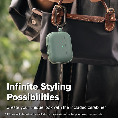 Casti Ringke Protection Case Onyx Magnetic, for AirPods Pro 3, Non-Slip Texture, Carabiner Hole, Sage Green