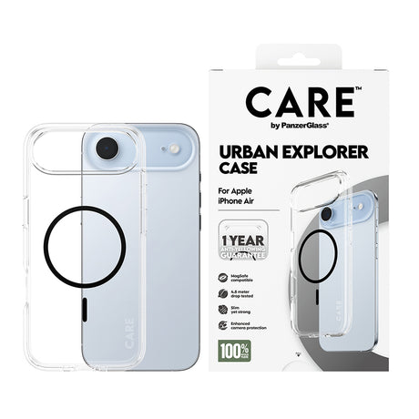 Husa de protectie PanzerGlass® CARE Flagship Urban Explorer Black MagSafe compatibil cu iPhone 17 Air, Transparent