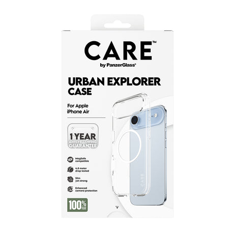 Husa de protectie PanzerGlass® CARE Flagship Urban Explorer White MagSafe compatibil cu iPhone 17 Air, Transparent