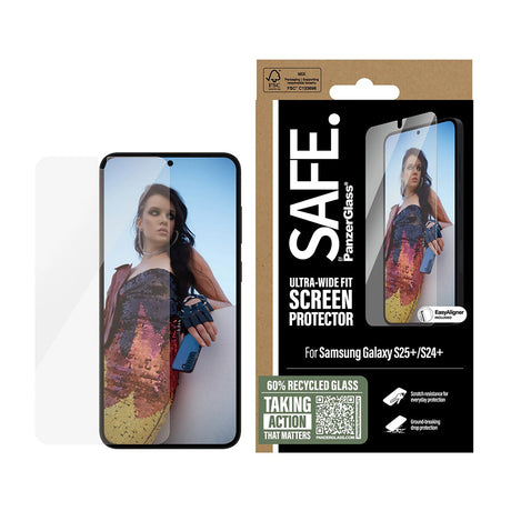 Folie de protectie PanzerGlass® SAFE. Ultra-Wide Fit w. Aligner compatibil cu Samsung Galaxy S25 Plus / S24 Plus, Transparent