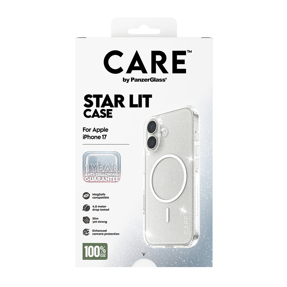 Husa de protectie PanzerGlass® CARE Flagship Urban Explorer Star Lit White MagSafe compatibil cu iPhone 17, Transparent