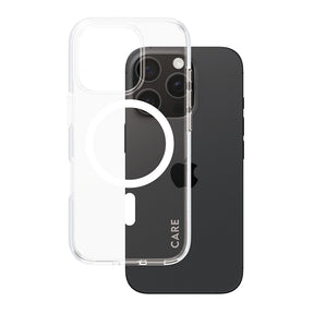 Husa de protectie PanzerGlass® CARE Flagship Urban Combat White MagSafe compatibil cu iPhone 16 Pro, Transparent