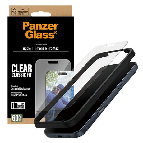 Folie de protectie PanzerGlass® Classic Fit w. EasyAligner compatibil cu iPhone 17 Pro Max, Transparent