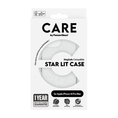 Husa de protectie PanzerGlass® CARE Flagship Urban Combat Star Lit White MagSafe compatibil cu iPhone 16 Pro Max, Transparent