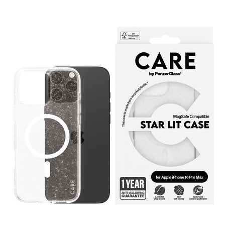Husa de protectie PanzerGlass® CARE Flagship Urban Combat Star Lit White MagSafe compatibil cu iPhone 16 Pro Max, Transparent