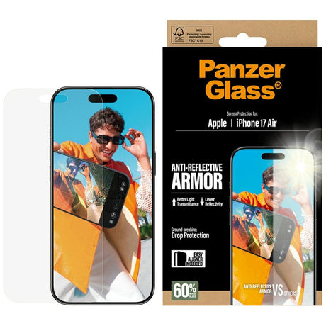 Folie de protectie PanzerGlass® Anti-Reflective Armor w. EasyAligner compatibil cu iPhone 17 Air, Transparent Mat