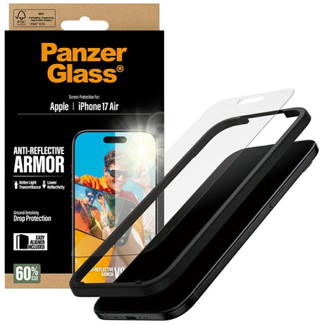 Folie de protectie PanzerGlass® Anti-Reflective Armor w. EasyAligner compatibil cu iPhone 17 Air, Transparent Mat