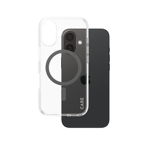 Husa de protectie PanzerGlass® CARE Flagship Urban Combat Black MagSafe compatibil cu iPhone 16, Transparent
