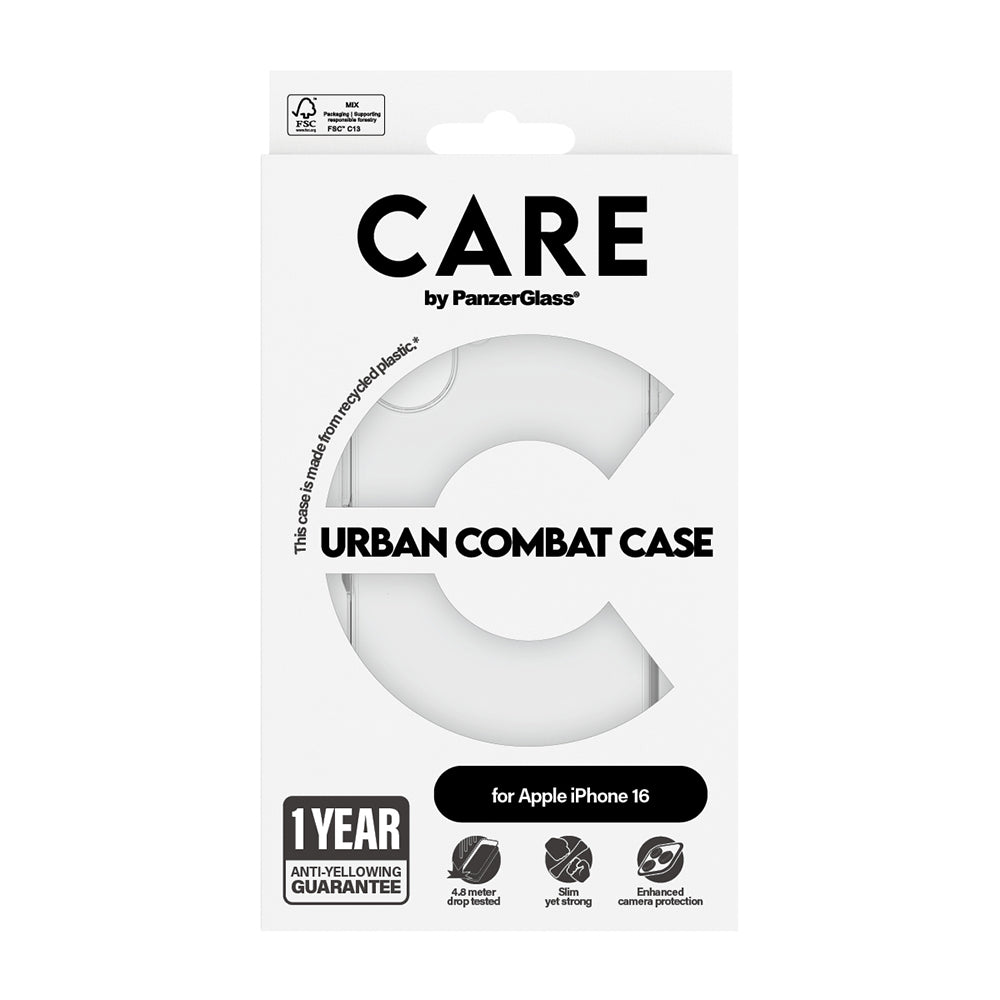 Husa de protectie PanzerGlass® CARE Flagship Urban Combat compatibil cu iPhone 16, Transparent