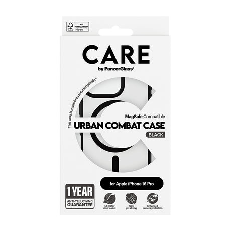 Husa de protectie PanzerGlass® CARE Flagship Urban Combat Black MagSafe compatibil cu iPhone 16 Pro Max, Negru