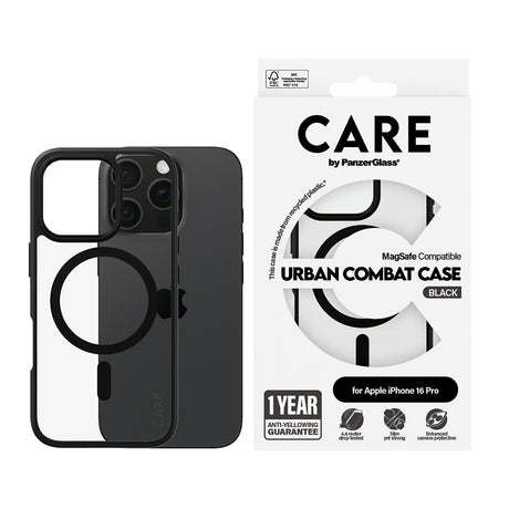 Husa de protectie PanzerGlass® CARE Flagship Urban Combat Black MagSafe compatibil cu iPhone 16 Pro Max, Negru