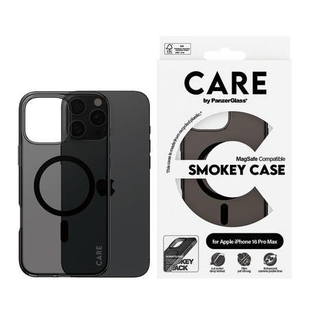 Husa de protectie PanzerGlass® CARE Flagship Urban Combat Black MagSafe compatibil cu iPhone 16 Pro Max, Smokey