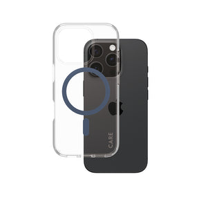 Husa de protectie PanzerGlass® CARE Flagship Urban Combat Blue MagSafe compatibil cu iPhone 16 Pro, Transparent