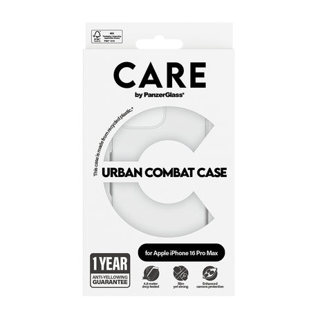 Husa de protectie PanzerGlass® CARE Flagship Urban Combat compatibil cu iPhone 16 Pro Max, Transparent