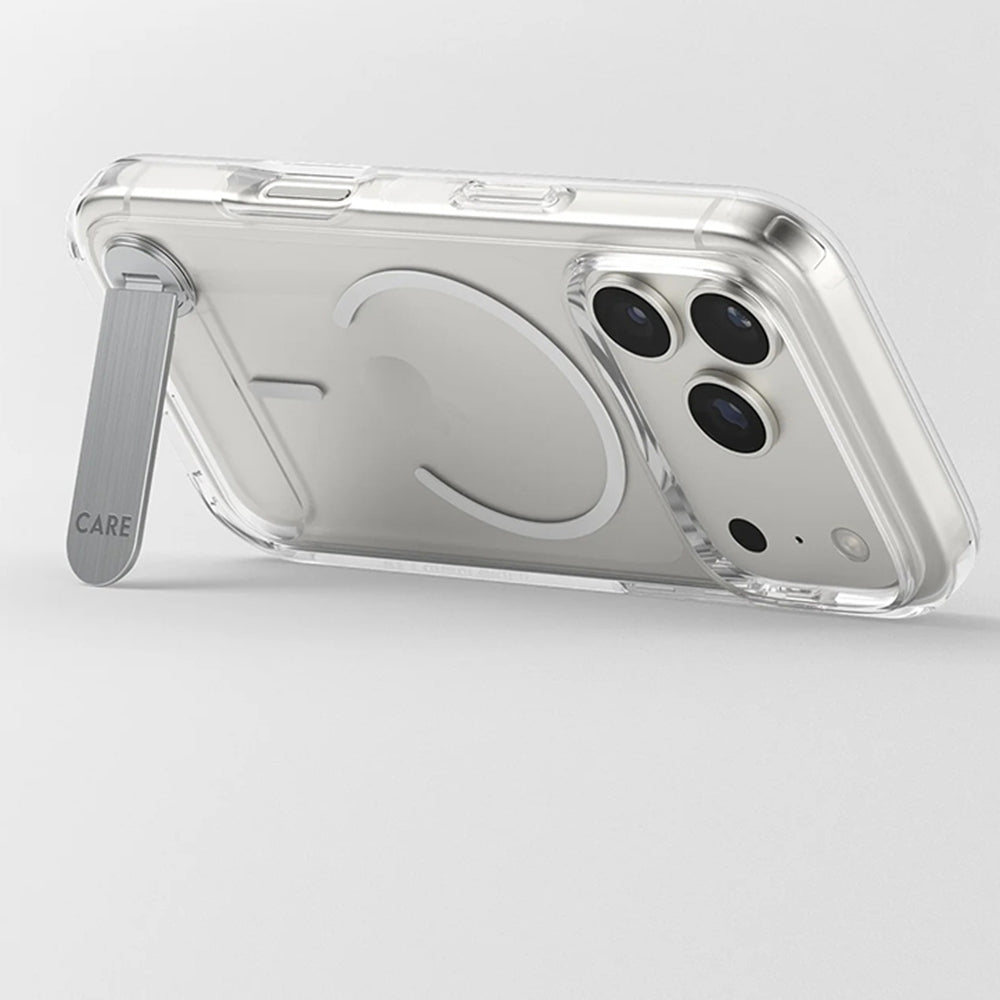 Husa de protectie PanzerGlass® CARE Feature Kickstand MagSafe compatibil cu iPhone 17 Pro, Transparent