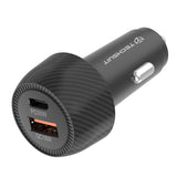 Incarcator Techsuit Car CarbonVolt (C7), Fast Charge 48W, USB, Type-C, QC3.0 18W, PD30W, Negru