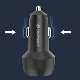 Incarcator Techsuit Car CarbonVolt (C7), Fast Charge 48W, USB, Type-C, QC3.0 18W, PD30W, Negru