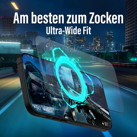 Folie de protectie PanzerGlass® Ultra-Wide Fit Gaming compatibil cu iPhone 16 Pro, Negru Mat