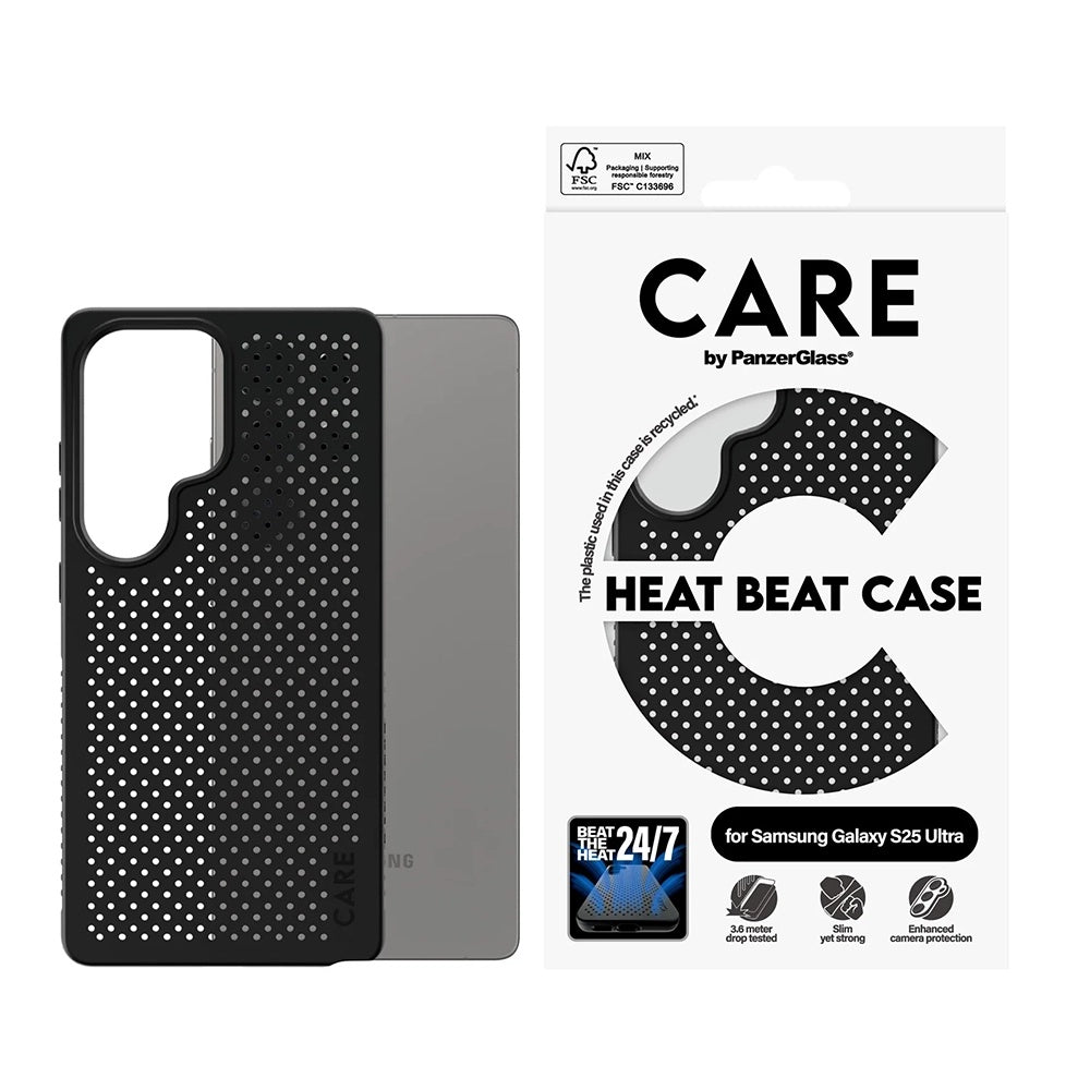 Husa de protectie PanzerGlass® CARE Feature Heat Beat compatibil cu Samsung Galaxy S25 Ultra, Negru