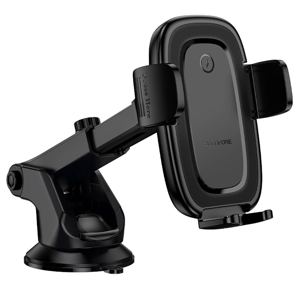 Suport Borofone with Wireless Charging Follower (BH223), for Windshield/Dashboard, 15W, 4.5-7.0inch, Negru