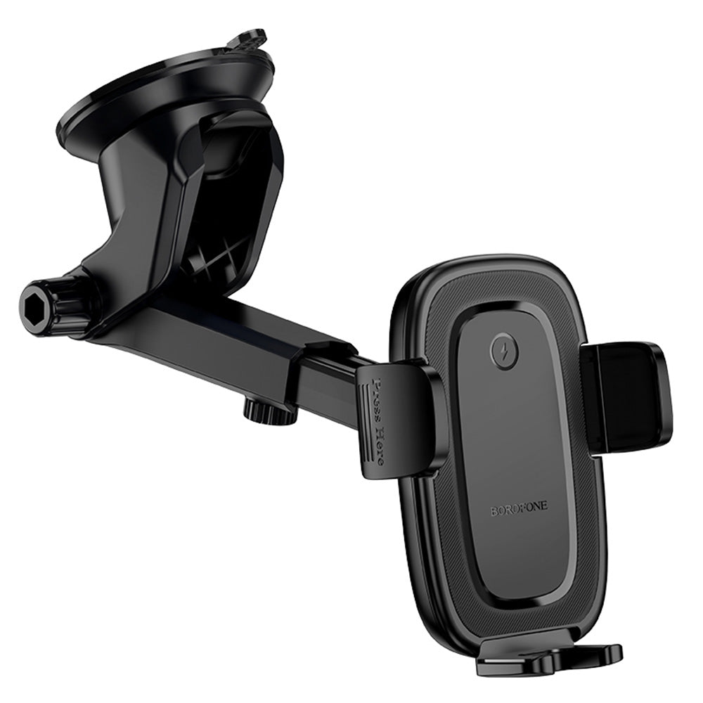Suport Borofone with Wireless Charging Follower (BH223), for Windshield/Dashboard, 15W, 4.5-7.0inch, Negru