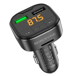 Gadget Borofone FM Modulator and Car Charger Flash (BC43), Bluetooth V5.0, 2x USB, MicroSD Card Slot, QC3.0, 18W, Negru