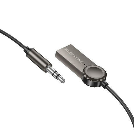 Gadget Borofone Cable Audio Receiver Peaceful (BC56), Bluetooth V5.0 Adapter, Jack 3.5mm, Metal Gray