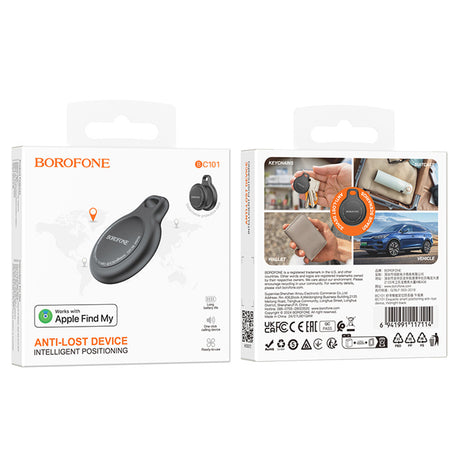 Gadget Borofone Smart Positioning Anti-lost Device Exquisite (BC101), Compatible Apple Find My (iOS Only), 230mAh, Negru Profund