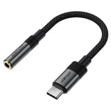 Adaptor Acefast Audio Adapter (J12), Type-C Male to Jack 3.5mm Female, Plug & Play, High-fidelity Sound, No Delay, 15cm, Negru