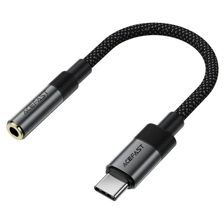 Adaptor Acefast Audio Adapter (J12), Type-C Male to Jack 3.5mm Female, Plug & Play, High-fidelity Sound, No Delay, 15cm, Negru