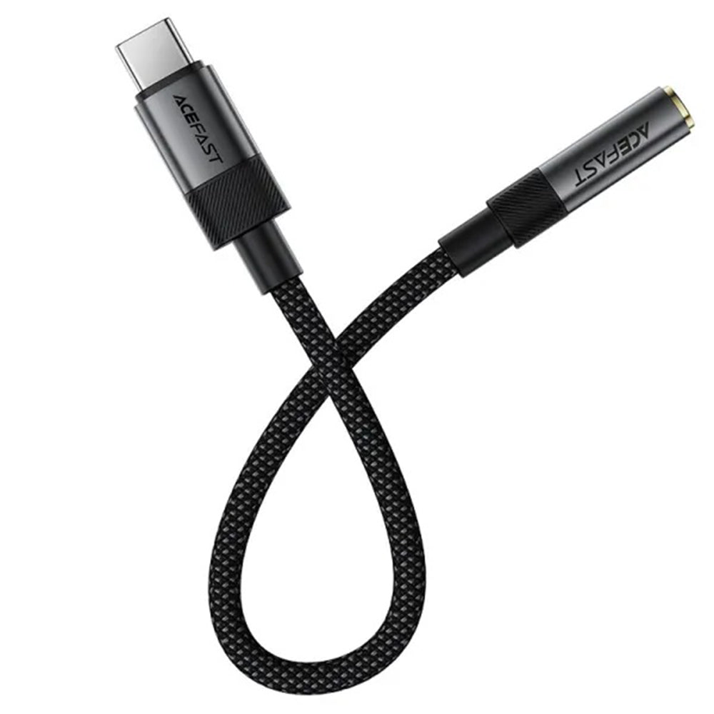 Adaptor Acefast Audio Adapter (J12), Type-C Male to Jack 3.5mm Female, Plug & Play, High-fidelity Sound, No Delay, 15cm, Negru