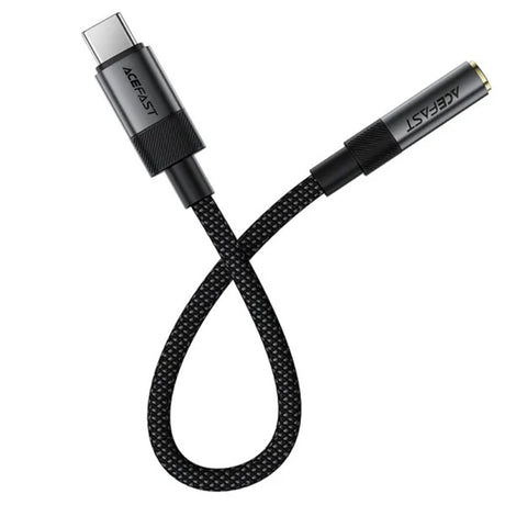 Adaptor Acefast Audio Adapter (J12), Type-C Male to Jack 3.5mm Female, Plug & Play, High-fidelity Sound, No Delay, 15cm, Negru